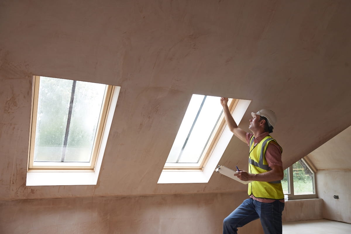 Building inspector looking at a new property, one of the costs of buying a house.