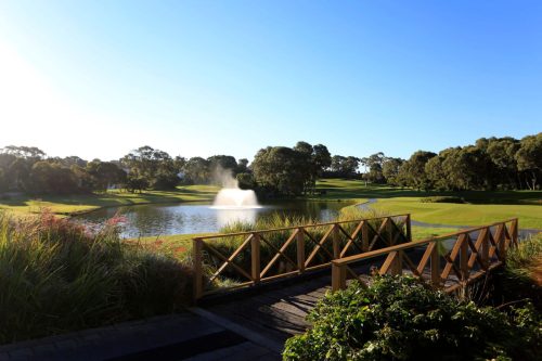 A peaceful waterfront scene with a fountain, perfect for residents who enjoy nature, reflecting the appealing landscape features discussed in the Ellenbrook suburb profile.