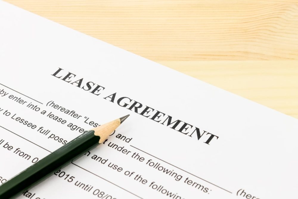 Close up of a lease agreement.