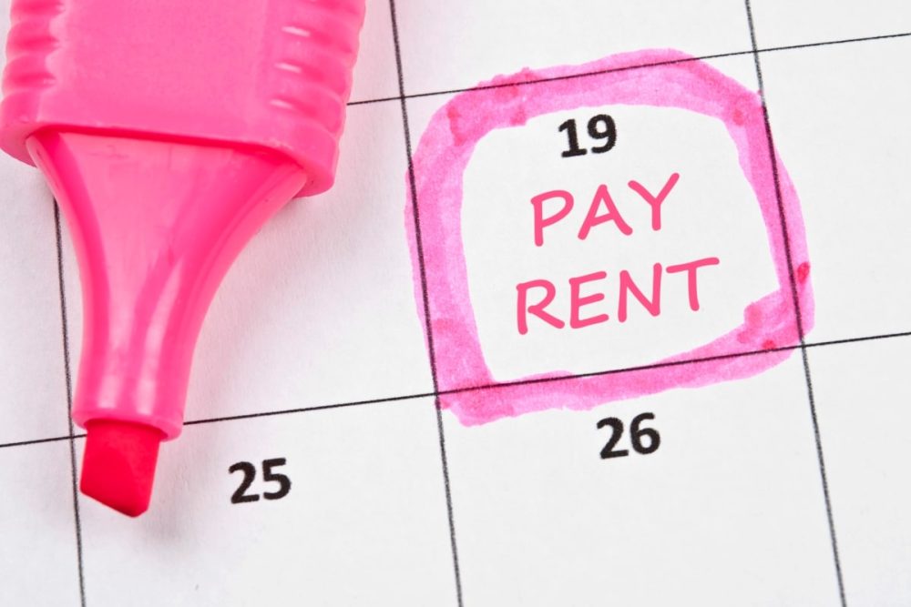 A highlighted date on a calendar marking the monthly rent payment, emphasising punctuality as one of the qualities of a good tenant.